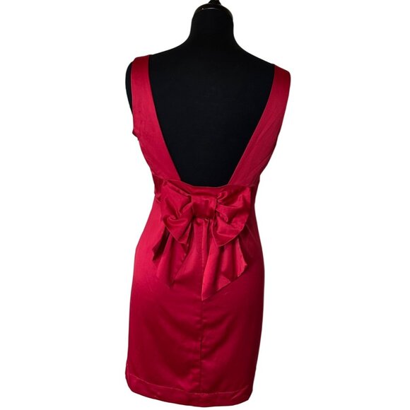 Johnny Martin Red Mini Sleeveless Formal Dress w/Bow Poly Blend Junior's Size 7 - Picture 2 of 16
